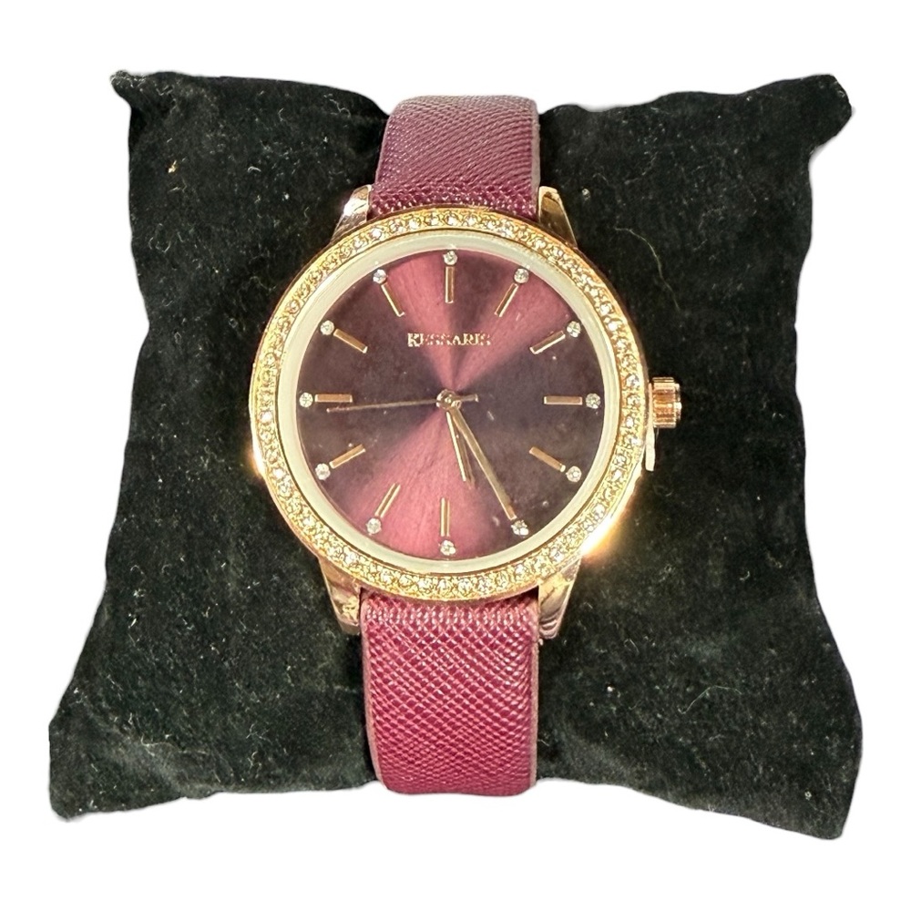 Kessaris Burgundy Rhinestone Watch | New Battery‎ | NWT